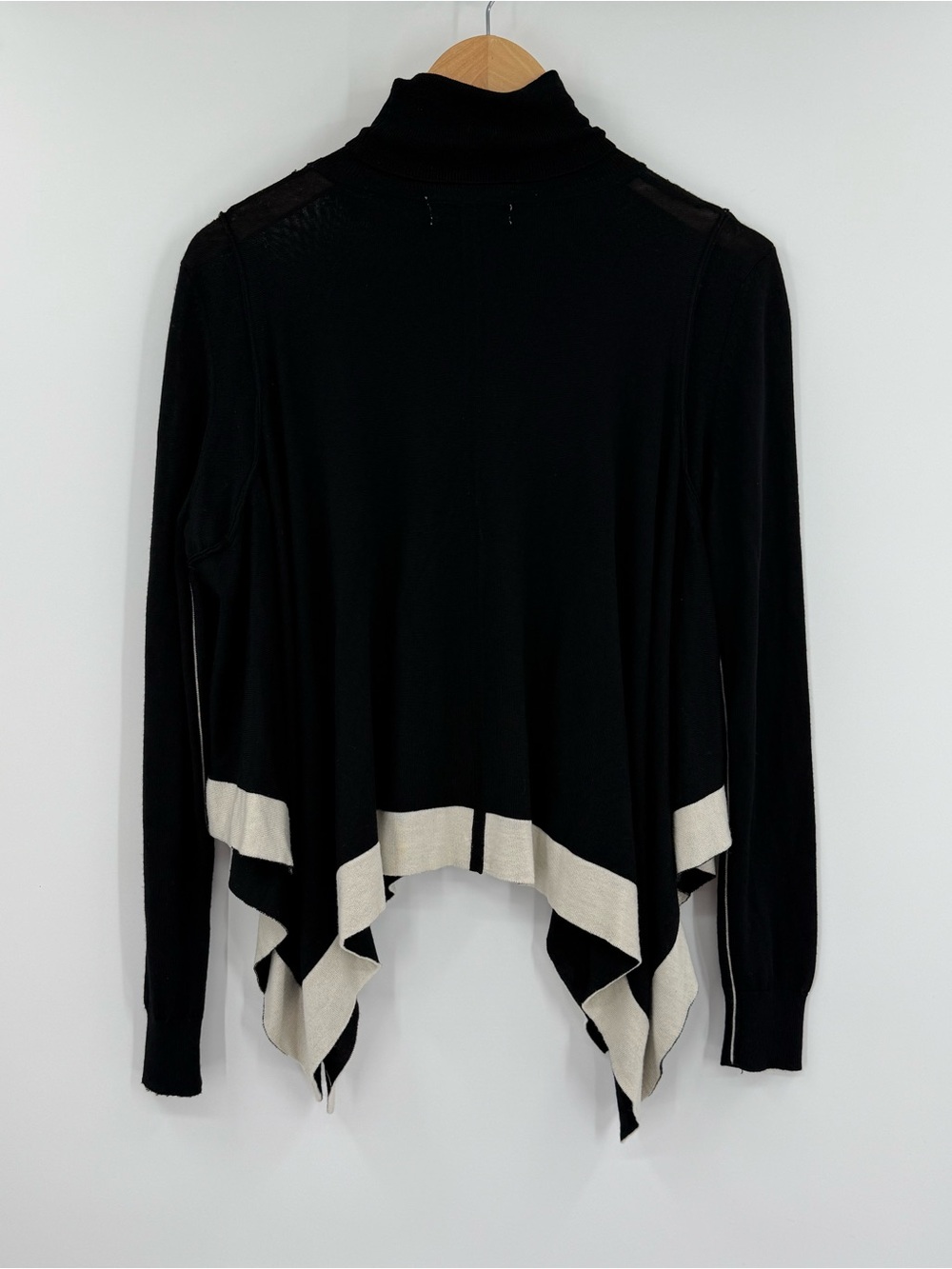TOME Collective Merino Wool Handkerchief Hem Sweater | Black Ivory | Small